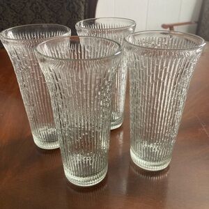 4 VTG Jeannette Glass “Finlandia” clear flared 12oz tumblers